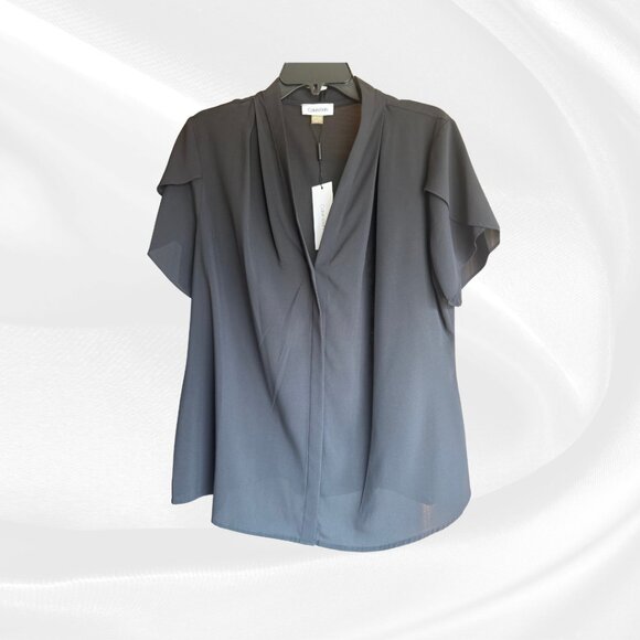 Calvin Klein Black Flutter Sleeve Blouse XL - New With Tags ✨ - Picture 4 of 15